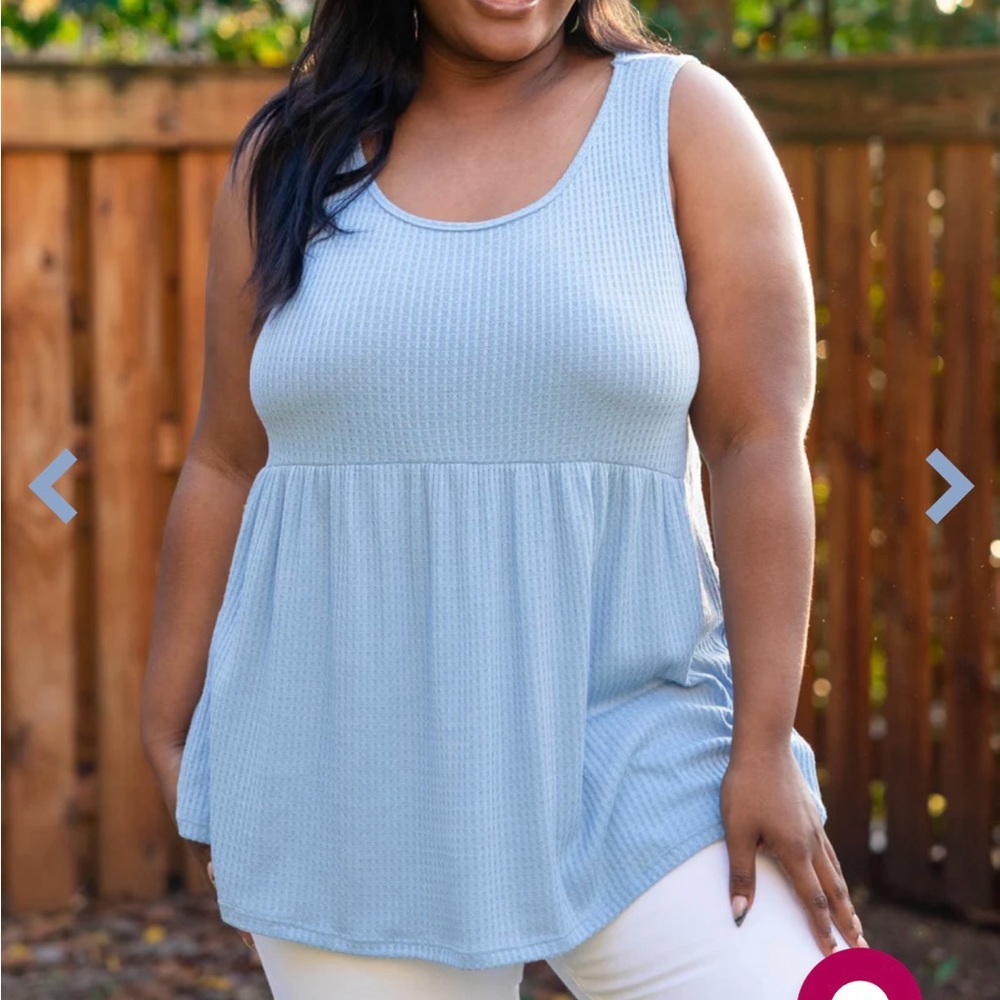 ChicSoul Waffle Baby Doll Sleeveless Top Size: 3X